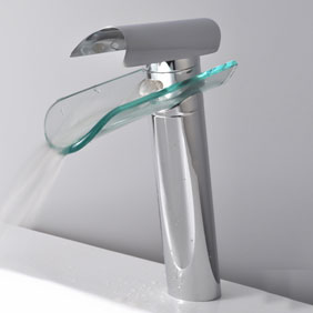 Single Handle Waterfall Glass Bathroom Sink Faucet (T0814H) - Click Image to Close