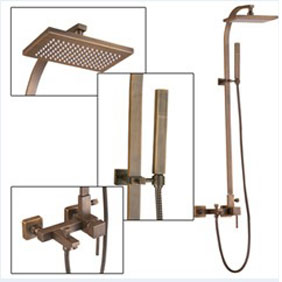 Wall Mount Antique Brass Shower Faucet Set TSA012 - Click Image to Close