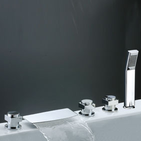 Waterfall Tub Faucet with Hand Shower (Chrome Finish) T7016 - Click Image to Close